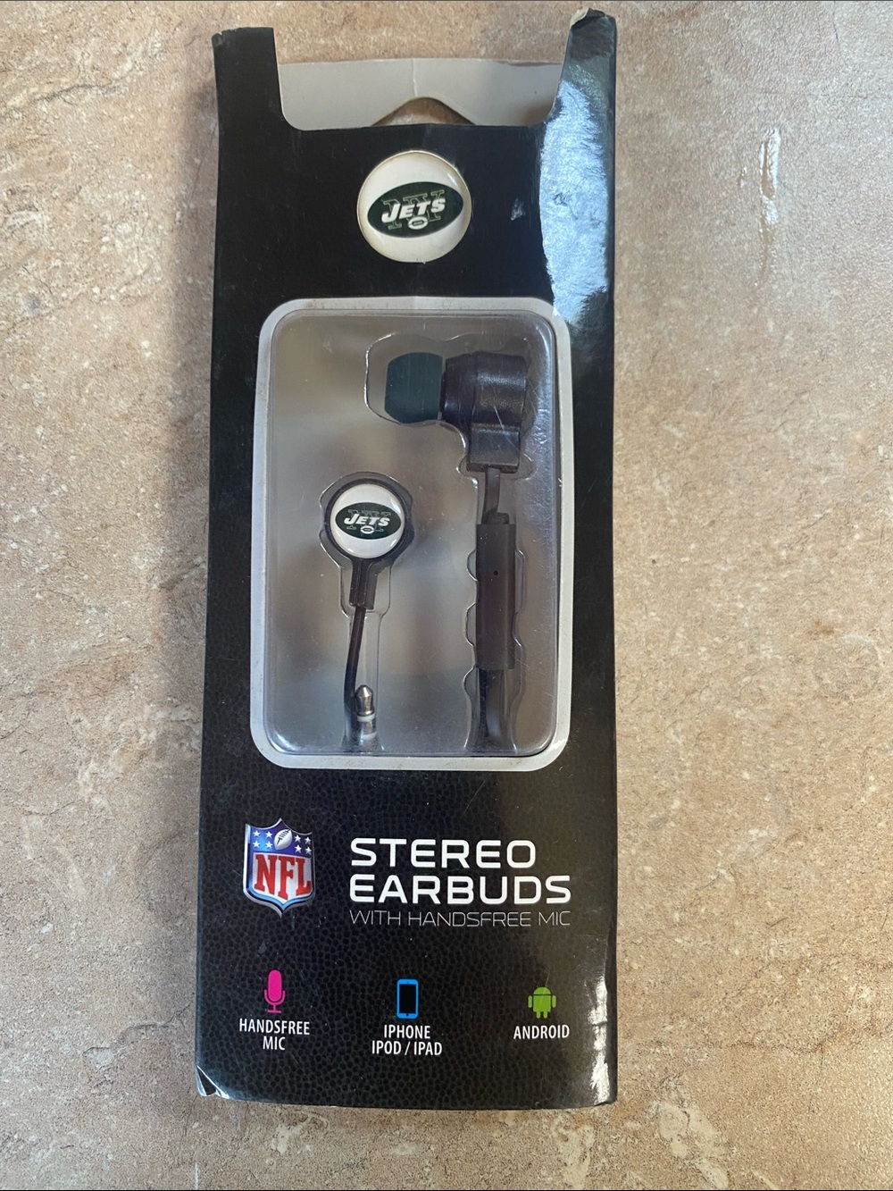 NFL Jets Black and Green In-Ear Stereo Earbuds with Handsfree Mic